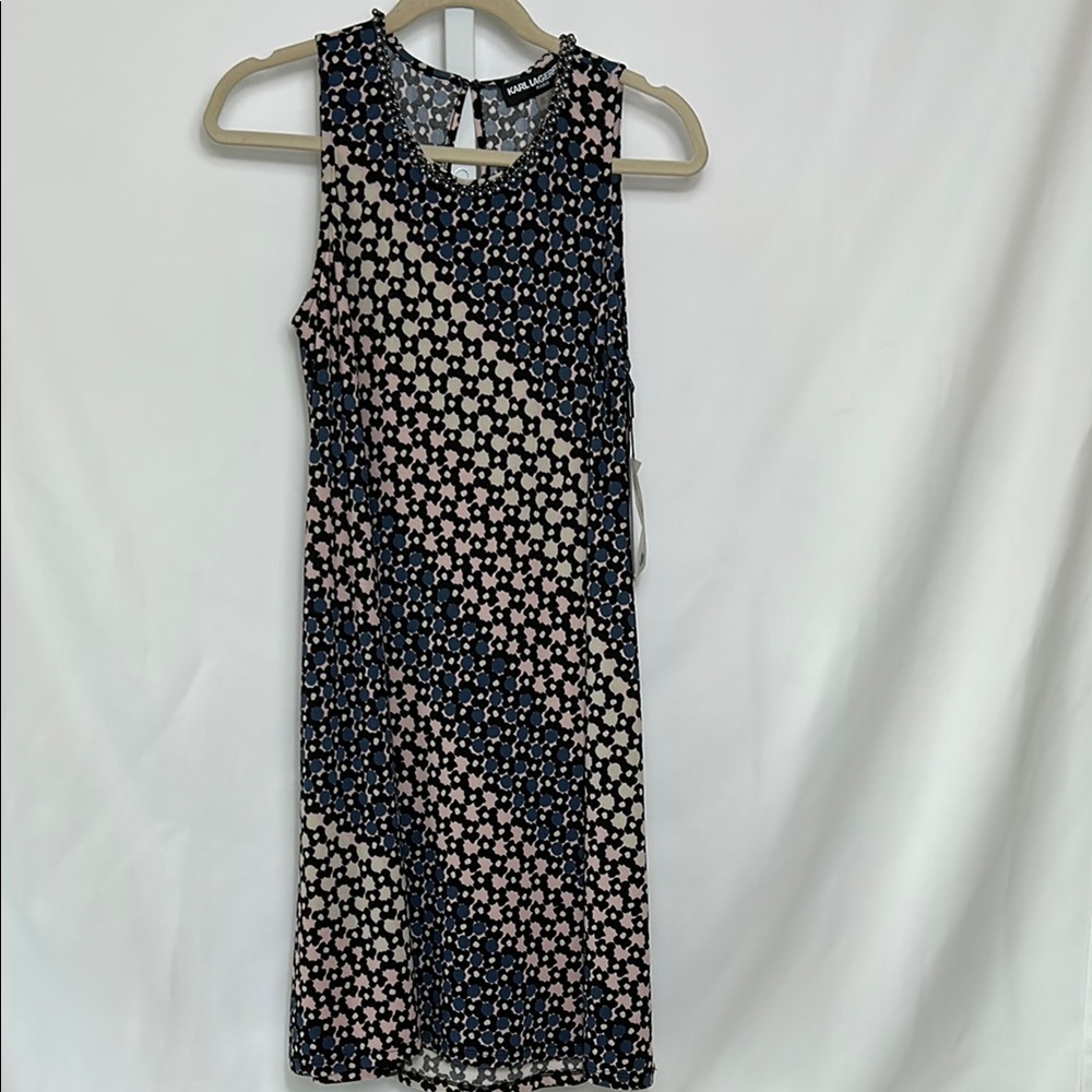 Karl Lagerfeld Women’s Size 8 Floral Sleeveless Stretch Fabric Mid Length Dress